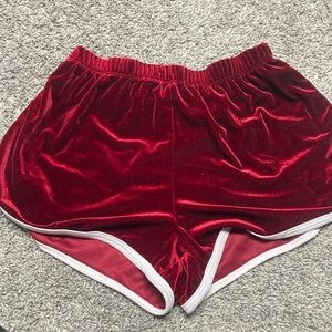 Metallic Red with white boarder stretchy shorts